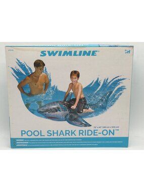 Swimline Pool Shark Ride-On Inflatable With Handles 72" x 40" For Ages 4+